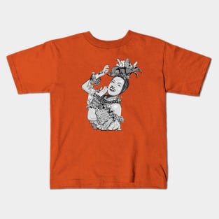 Carmen Miranda in grayscale Kids T-Shirt